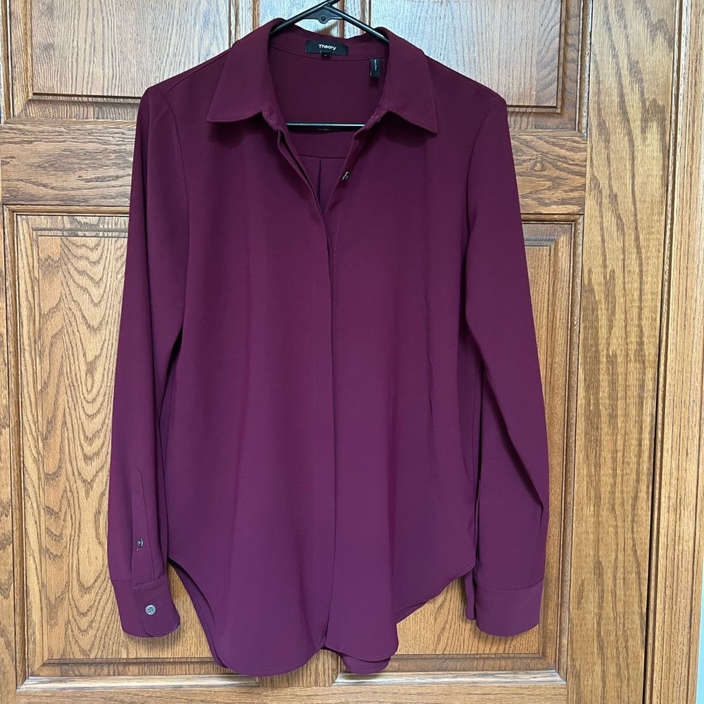 Theory Purple Long-Sleeve Button Down Shirt | size S